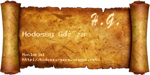 Hodossy Géza névjegykártya