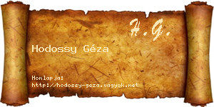 Hodossy Géza névjegykártya