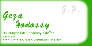 geza hodossy business card